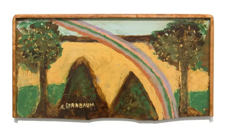 Aaron Birnbaum's Untitled (Landscape with rainbow), painted about 1980.