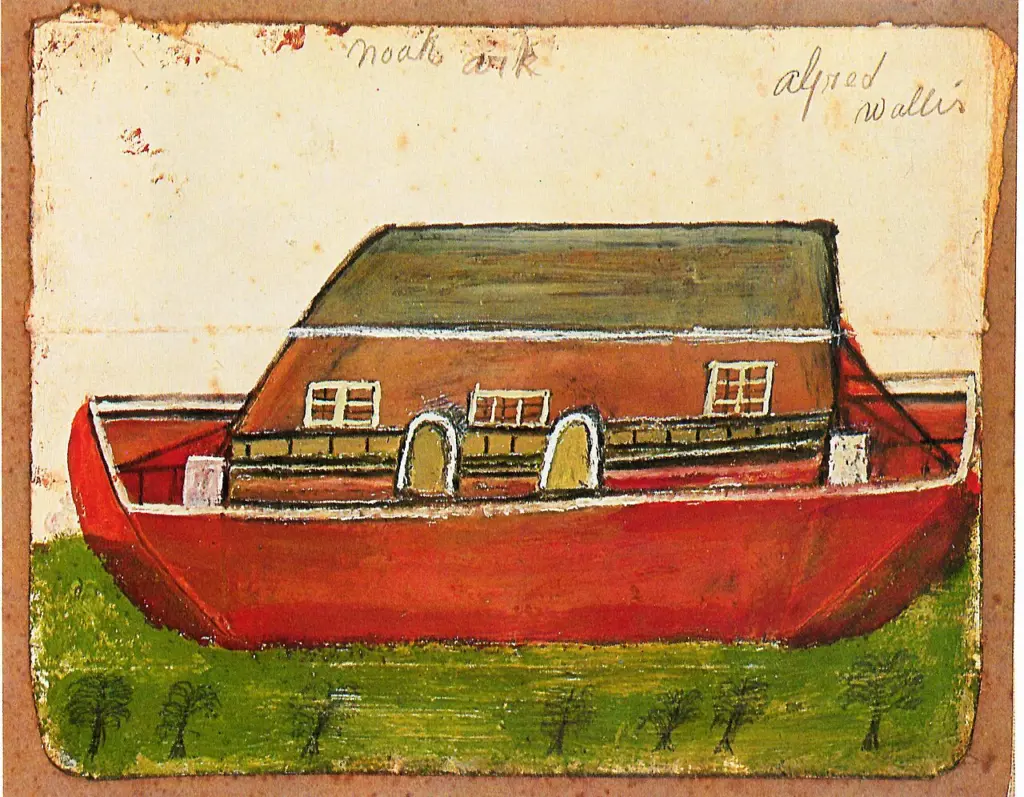 Alfred Wallis, Noah's Ark, ship's paint on board.