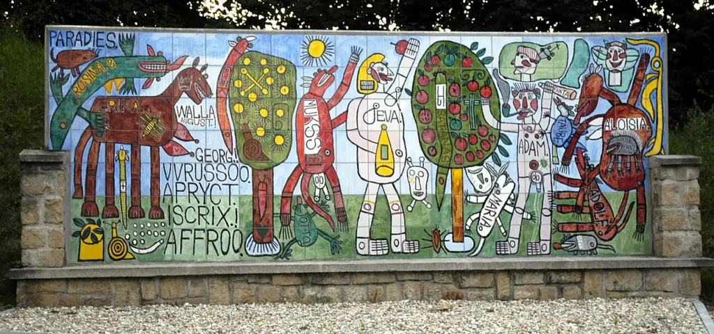 August Walla's painted wall at the Museum Gugging.