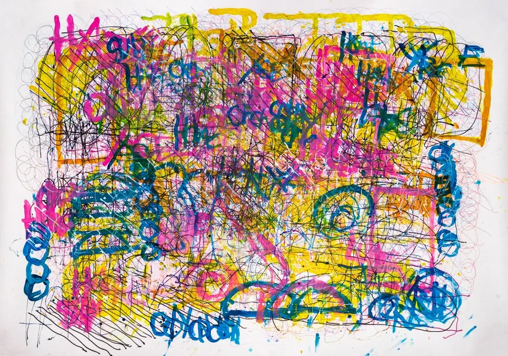 Untitled 2019 work in ink and acrylic by Dan Miller.