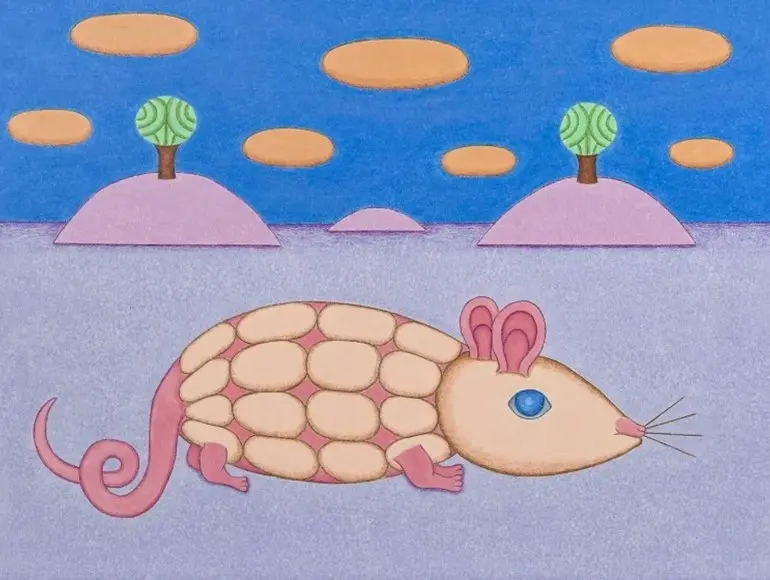 David Zeldis's drawing Mouse in Landscape, made in the 1980s.