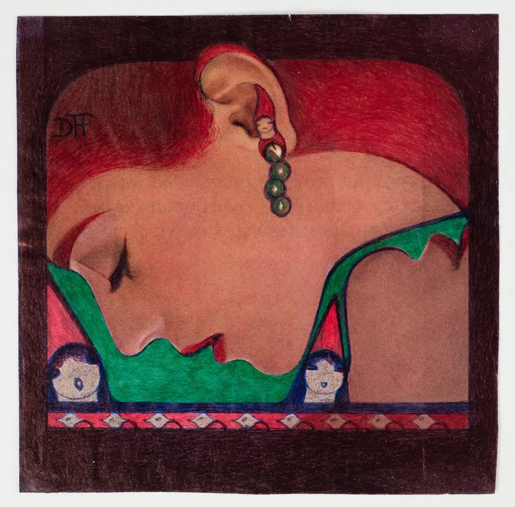 Jade #4, in love with Jiminy Cricket, a coloured pencil drawing by Dorothy Foster.