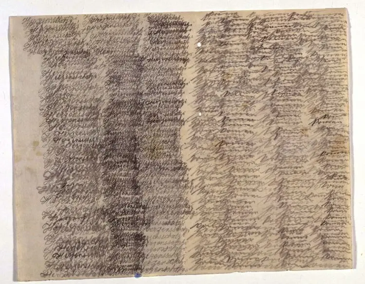 A pencil letter to her husband written by Emma Hauck in 1909, now in the Prinzhorn Collection, Heidelberg.