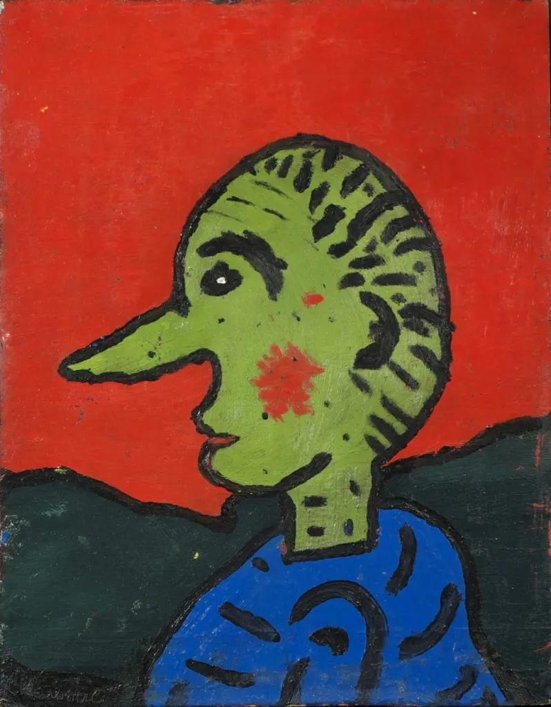 Gaston Chaissac's Self-portrait (1938), oil on panel.