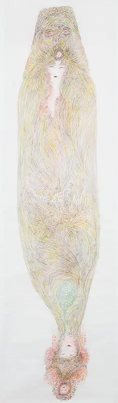 An untitled vertical scroll drawing by Guo Fengyi from 2001.