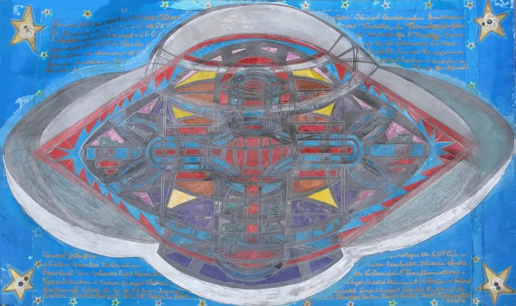 Diagram of a UFO, a 1996 annotated drawing by Ionel Talpazan.