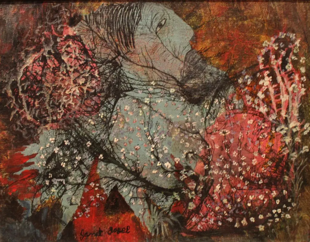 Janet Sobel's painting Invasion Day, on display at the Pennsylvania Academy of the Fine Arts.