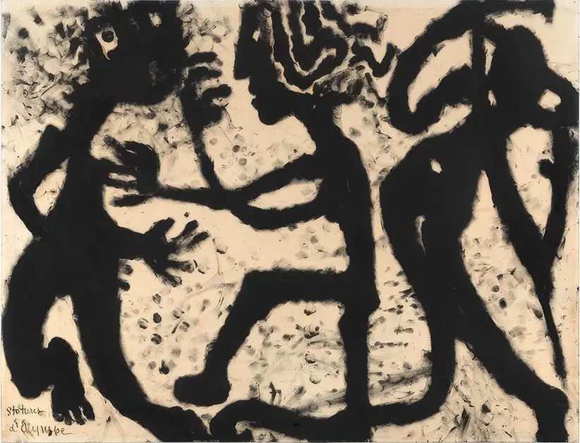Statures d'Olympe, ink finger painting by Louis Soutter, made between 1937 and 1942.