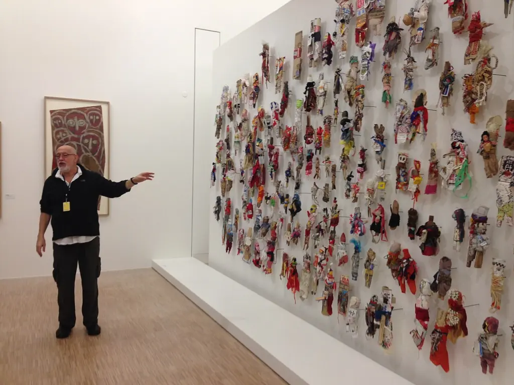 Michel Nedjar's dolls installed on a museum wall.