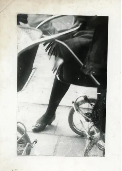 An untitled street photograph by Miroslav Tichý, taken with one of his homemade cameras.