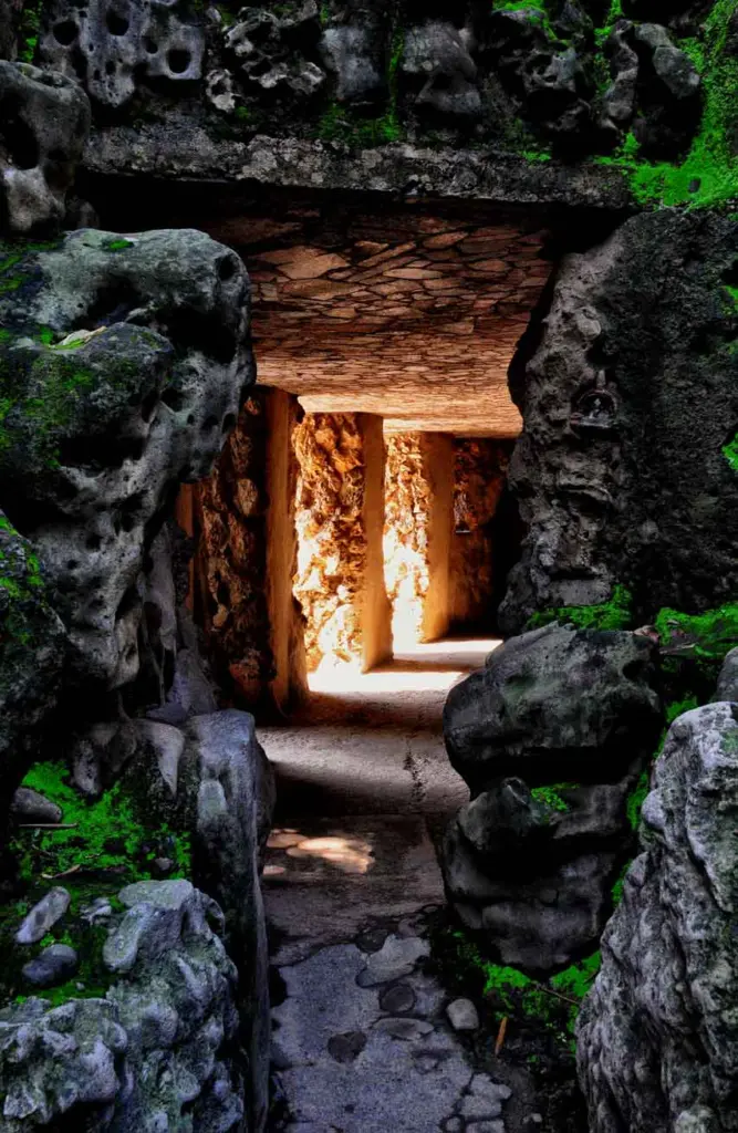 Inside a grotto at the Rock Garden of Chandigarh.