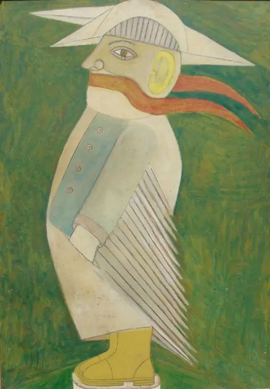 Stari Sloven (Old Slav), an oil painting on cardboard by Sava Sekulić.