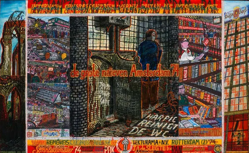 De grote naïeven (1974), oil on assembled boards.