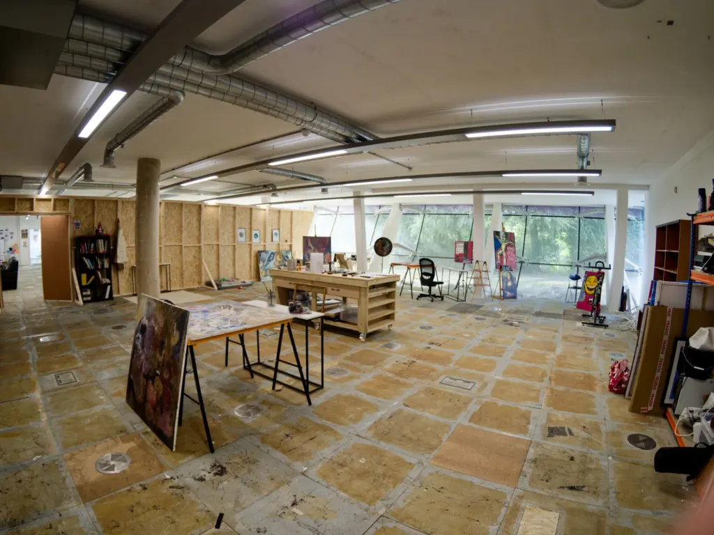 The empty exhibition space at Arclite House before the opening