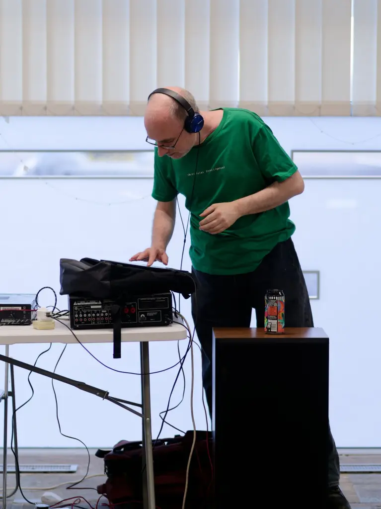 The DJ playing music at the opening night